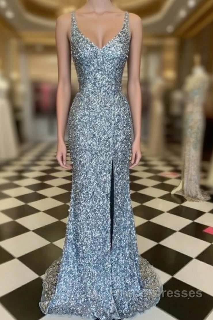 WomenS Spaghetti Straps Sequins Sparkly Formal Prom Dress Formal Graduation Evening Dress