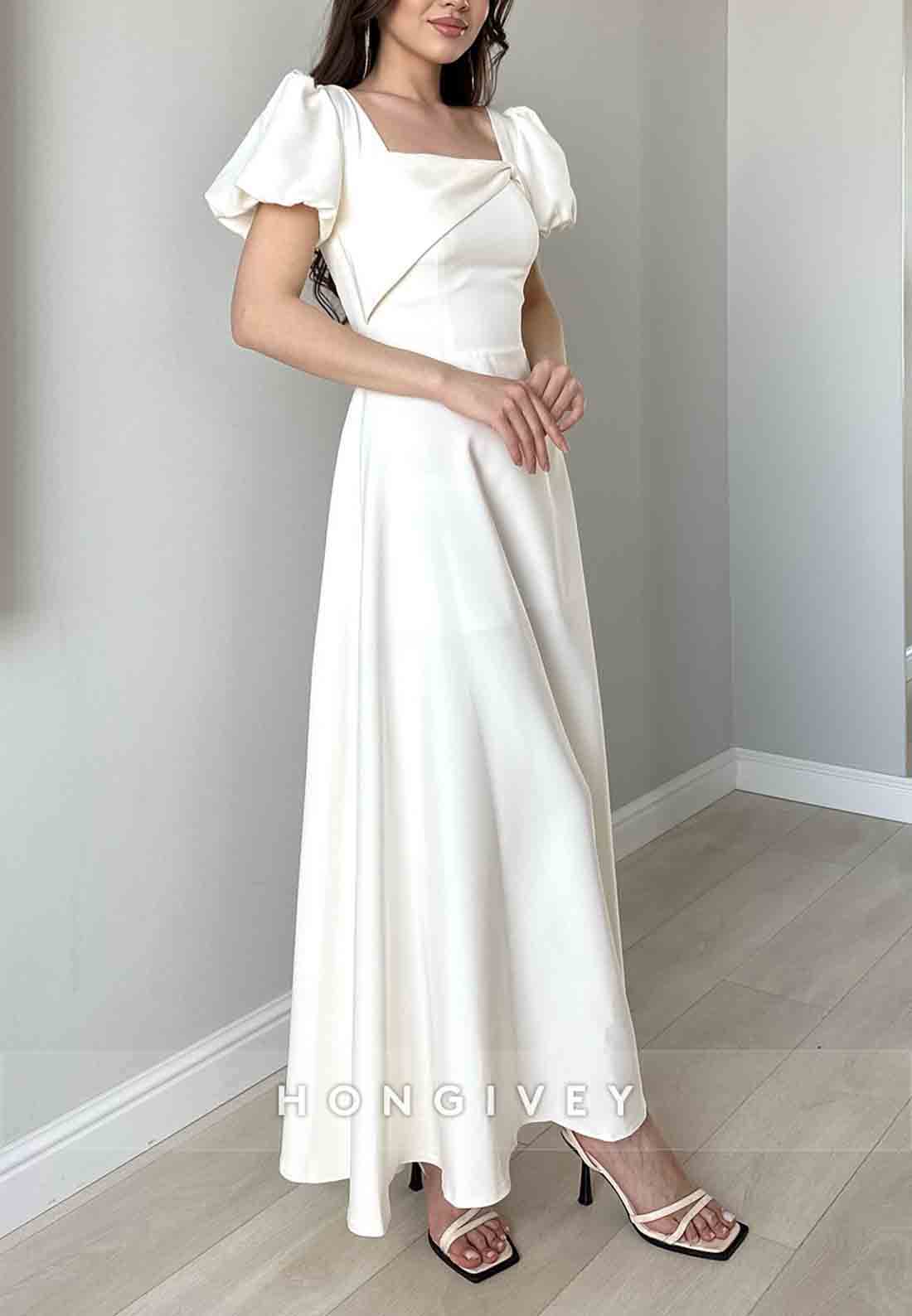 Spaghetti Straps A-Line Ankle-Length Guest of Wedding Pleated Evening Gowns